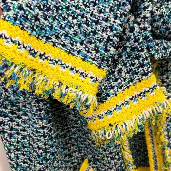 Missoni Tweed Fringe Blue Jacket Cardigan Sweater Size 48 Large 12 - Picture 6 of 15